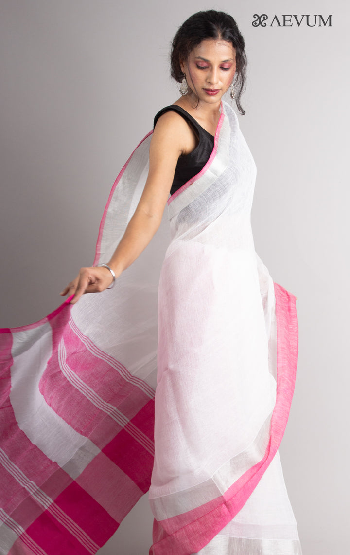 Pure Linen Mahapar Saree with Blouse Piece - 0303 - AEVUM