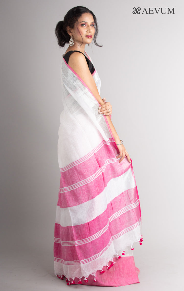 Pure Linen Mahapar Saree with Blouse Piece - 0303 Saree Riya's Collection   