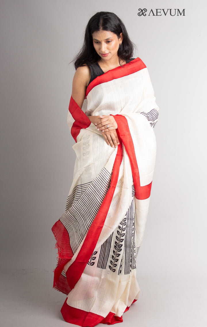 Three Ply Murshidabad Pure Silk Saree with Blouse Piece - 0356 - AEVUM