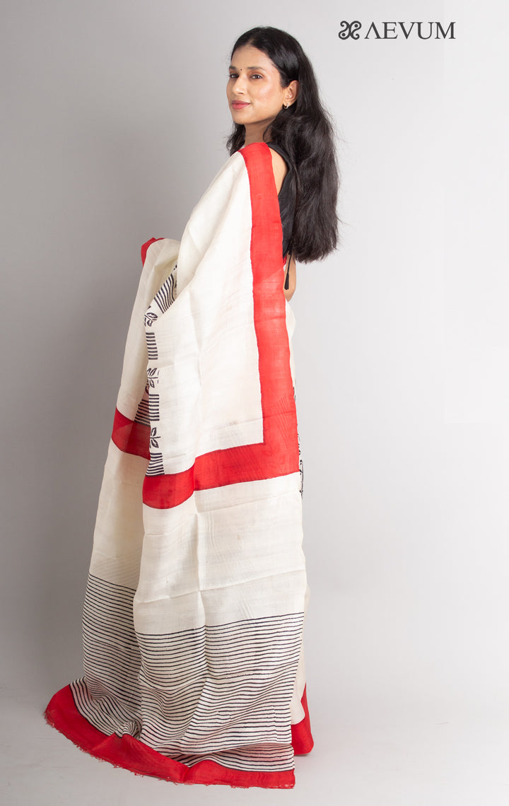 Three Ply Murshidabad Pure Silk Saree with Blouse Piece - 0356 - AEVUM