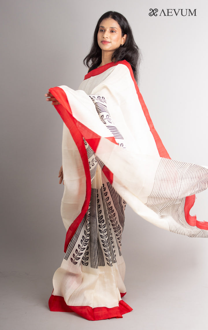 Three Ply Murshidabad Pure Silk Saree with Blouse Piece - 0356 - AEVUM