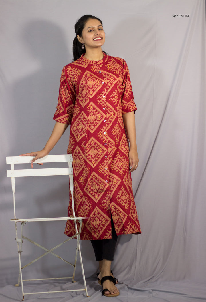 Cotton printed Kurti in Maroon Colour - 0067 Kurti AEVUM