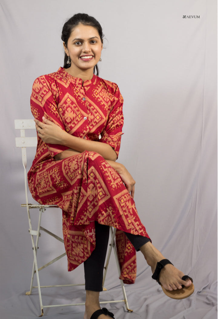Cotton printed Kurti in Maroon Colour - 0067 Kurti AEVUM
