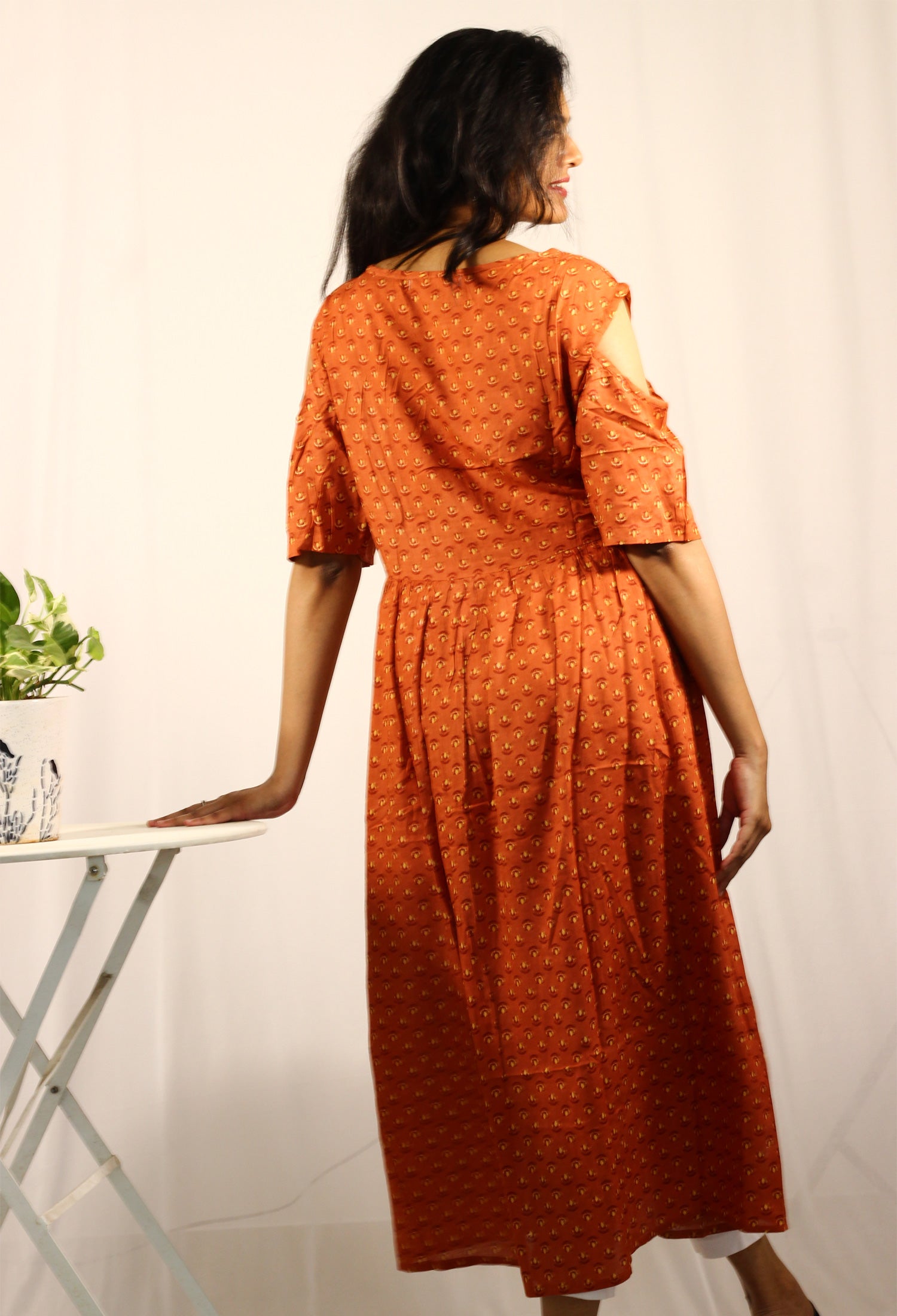 Cotton off shoulder Anarkali kurta - 0105 Kurti AEVUM