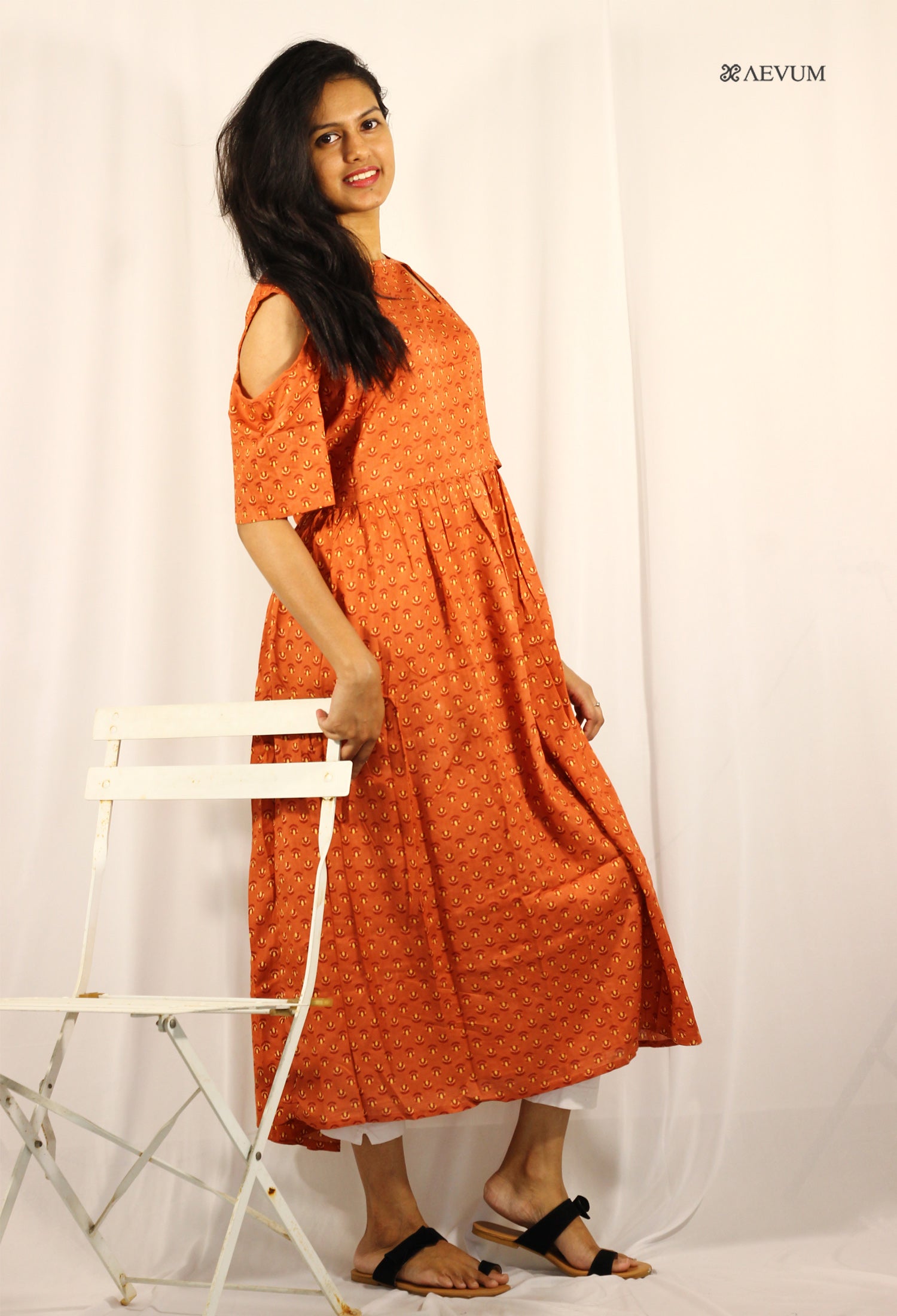 Cotton off shoulder Anarkali kurta - 0105 Kurti AEVUM