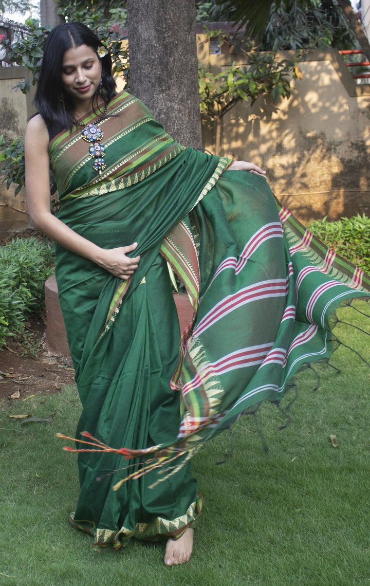 Madhumani Begampuri Bengal Cotton Handloom Saree - 9763 Saree Riya's Collection   