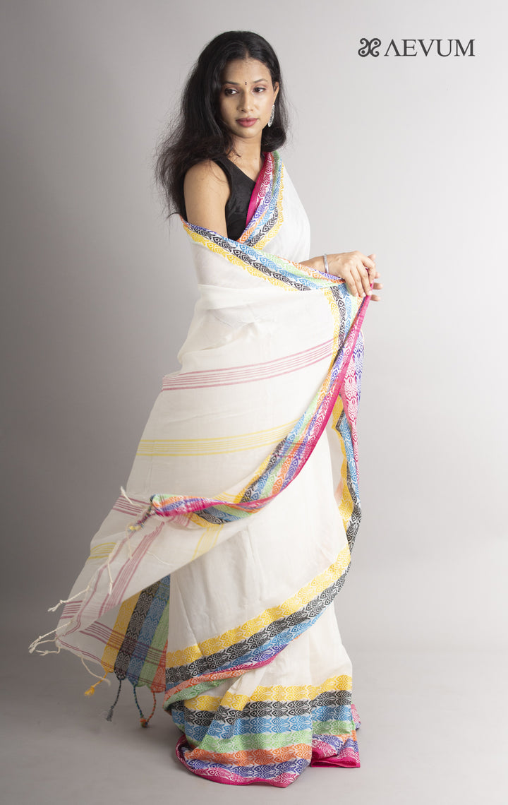 Begampuri Bengal Cotton Handloom Fish Motif Saree - 0437 - AEVUM