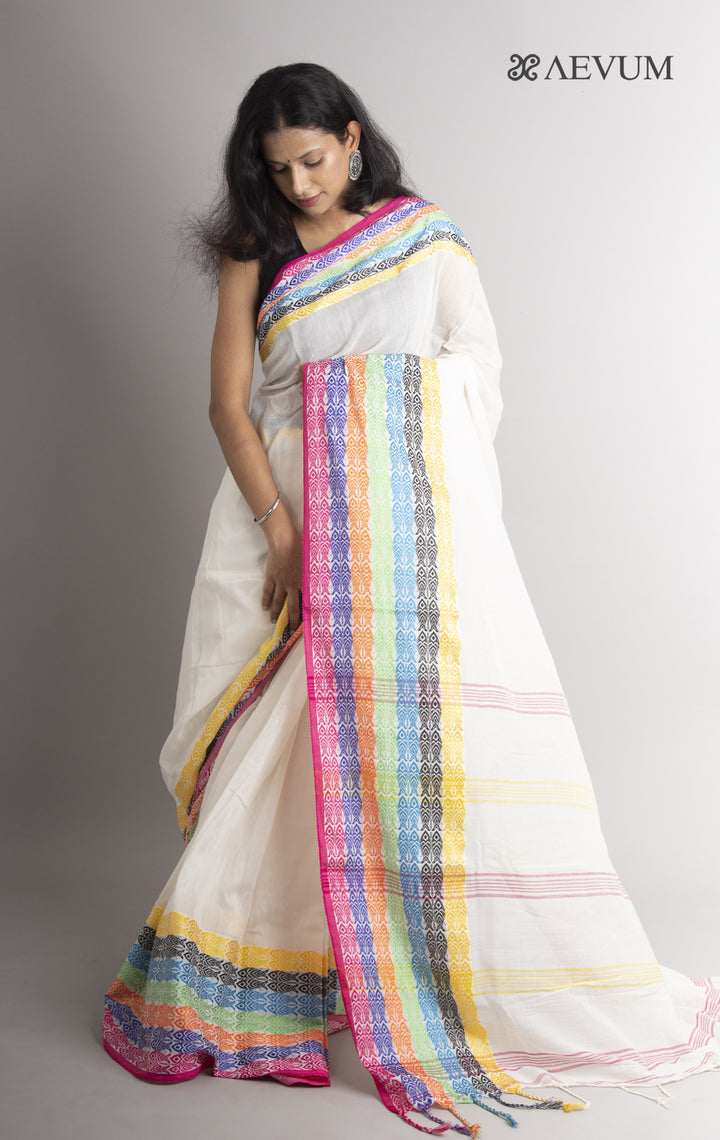 Begampuri Bengal Cotton Handloom Fish Motif Saree - 0437 - AEVUM