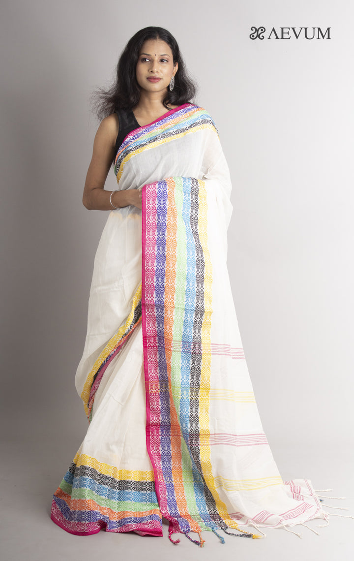Begampuri Bengal Cotton Handloom Fish Motif Saree - 0437 - AEVUM