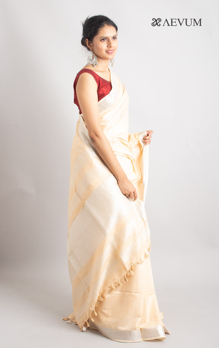 Semi Linen Saree With Blouse Piece - 0413 - AEVUM