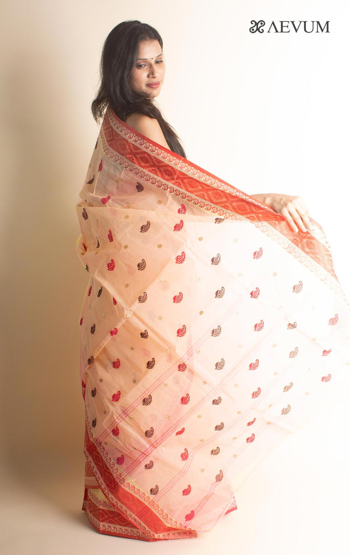 Bengal Cotton Tant Saree with Embroidery - 1600 - AEVUM