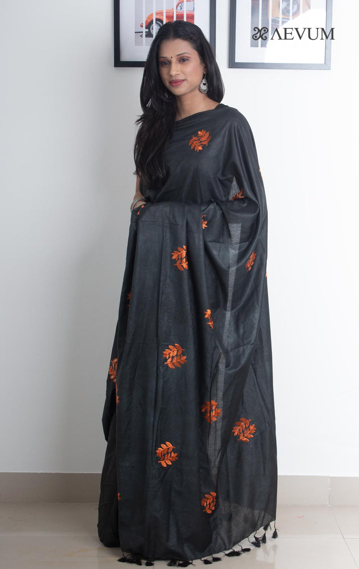 Katan Silk Saree with Embroidery - 2166 Saree Tausif   