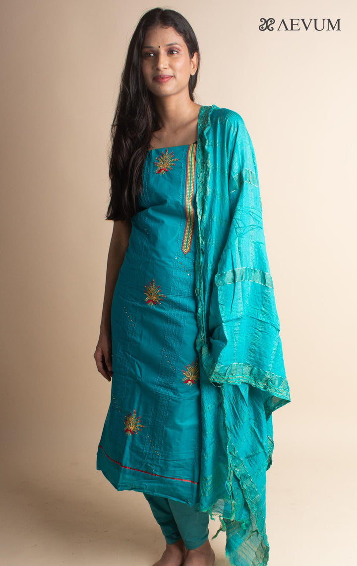 Unstitched Cotton Dress Material with Chiffon Dupatta - 2997 - AEVUM