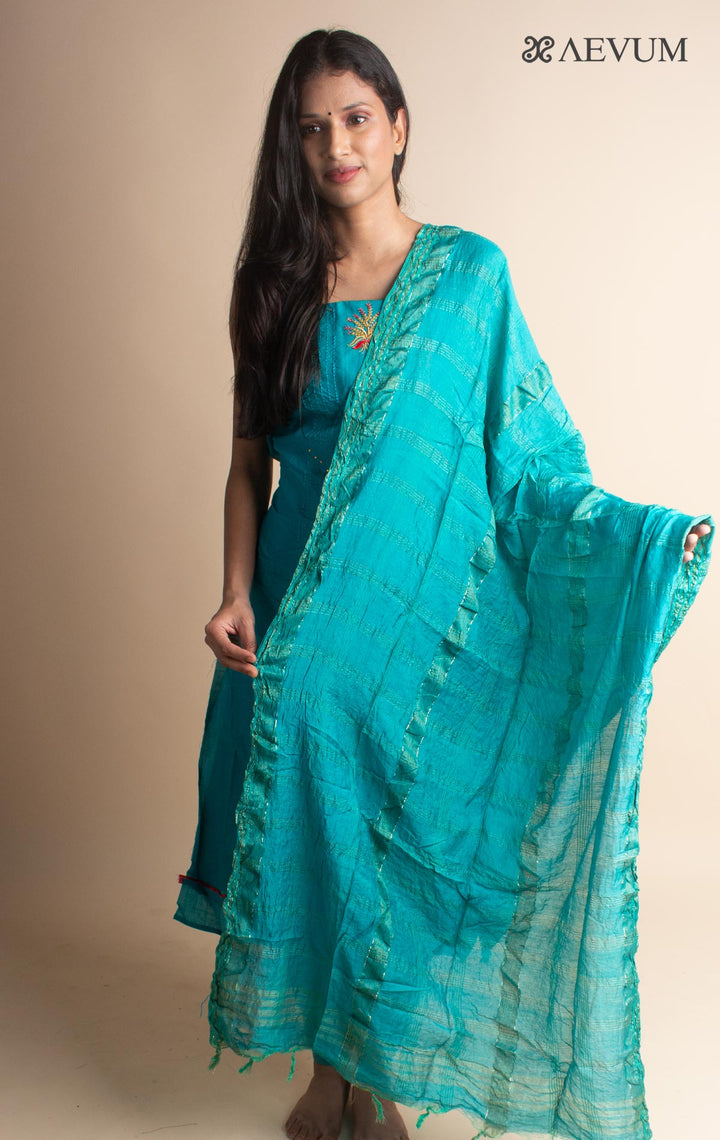 Unstitched Cotton Dress Material with Chiffon Dupatta - 2997 Dress Material Nivera Fashion   