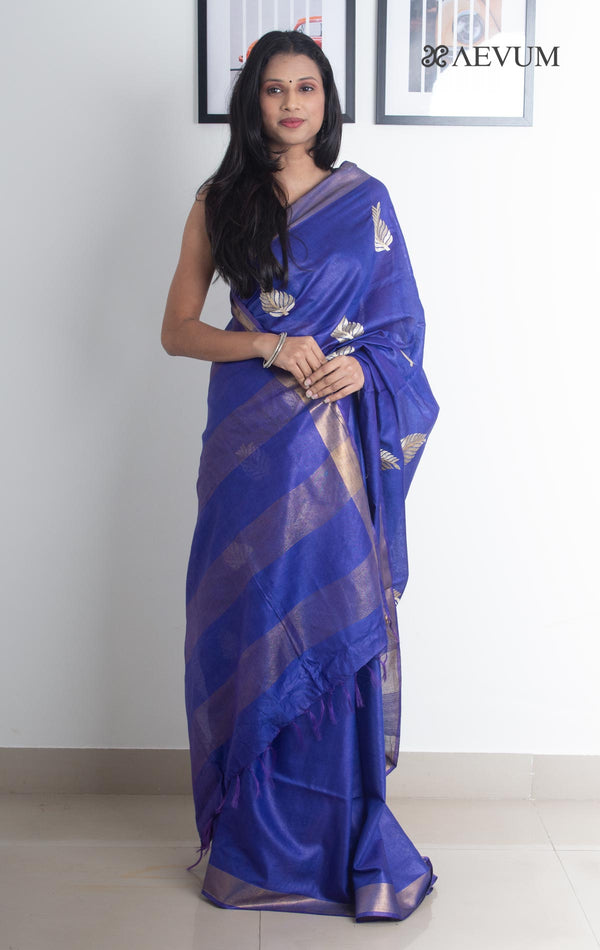 Katan Silk Saree with Leaf Embroidery - 2163 Saree Om Silk   