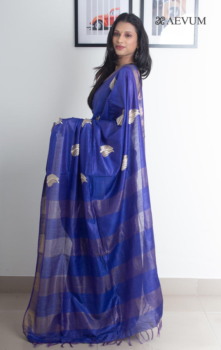 Katan Silk Saree with Leaf Embroidery - 2163 Saree Om Silk   