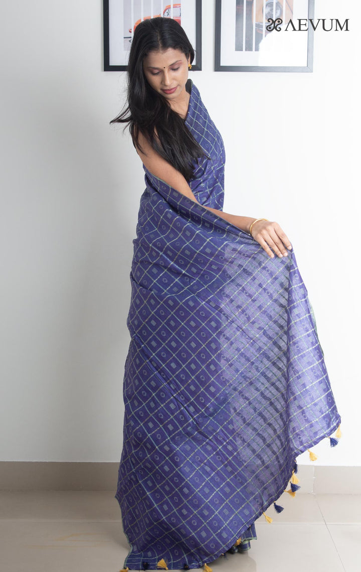 Katan Silk Saree with Checks - 2263 Saree AEVUM   