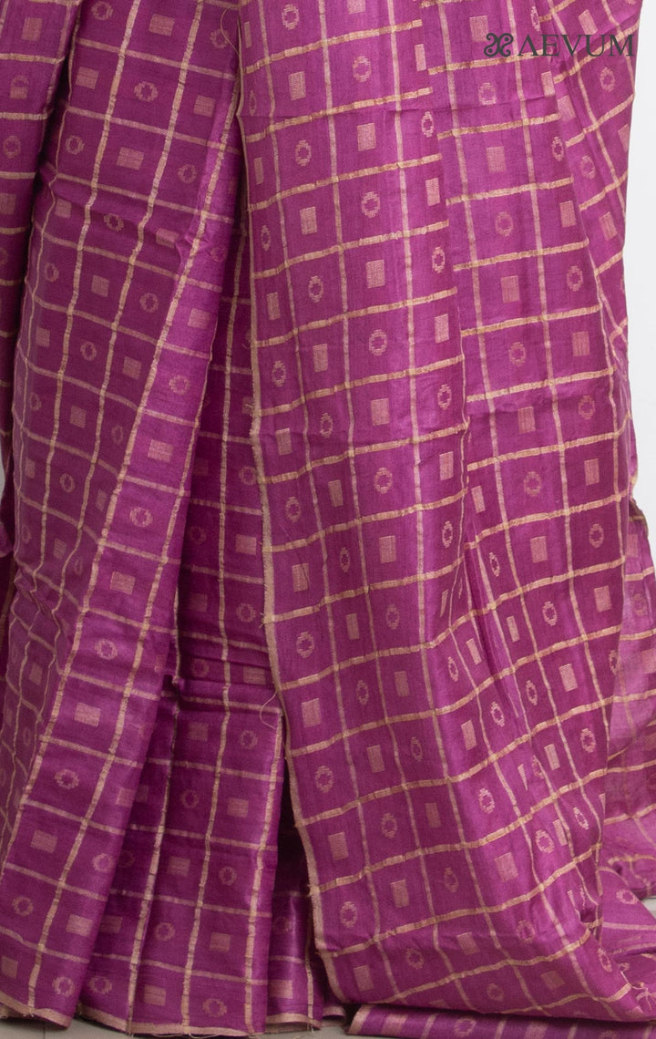 Katan Silk Saree with Checks - 2261 Saree AEVUM
