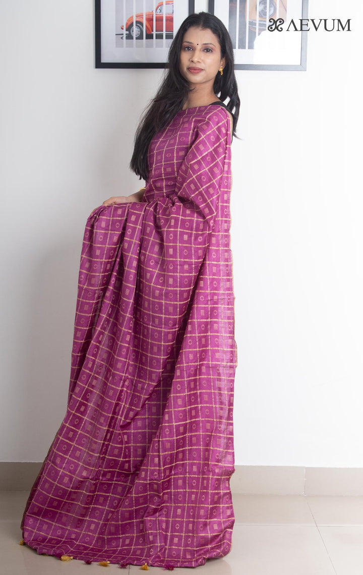 Katan Silk Saree with Checks - 2261 Saree AEVUM