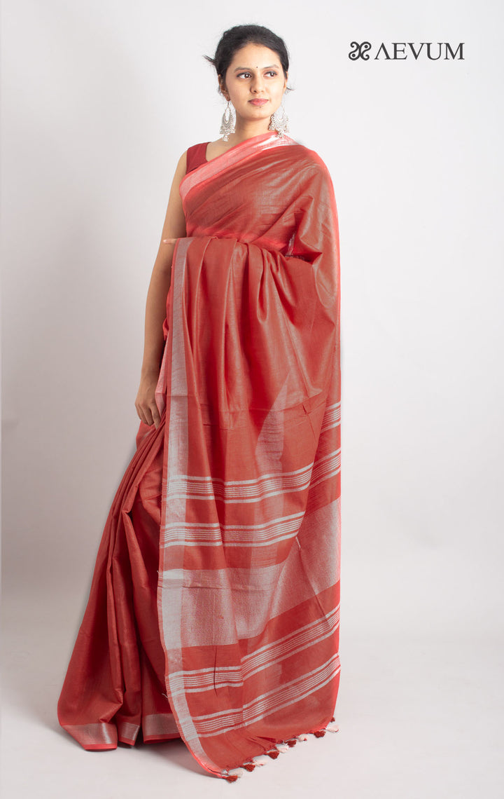 Semi Linen Saree With Blouse Piece - 0414 Saree Meera Roy   