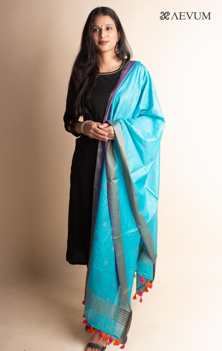 Semi Linen Polka Dupatta - 3085 - AEVUM