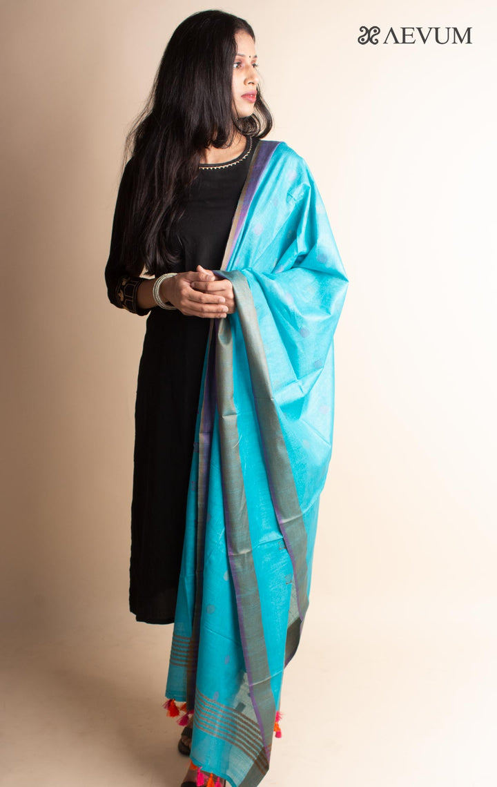 Semi Linen Polka Dupatta - 3085 - AEVUM