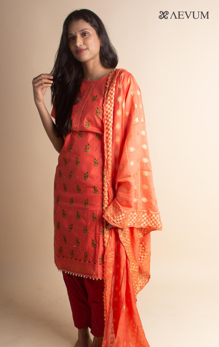 Unstitched Cotton Dress Material with Chiffon Dupatta - 2999 Dress Material Nivera Fashion   