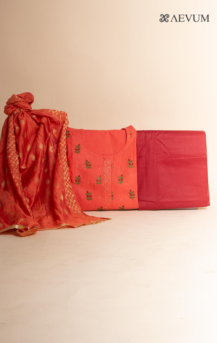Unstitched Cotton Dress Material with Chiffon Dupatta - 2999 - AEVUM