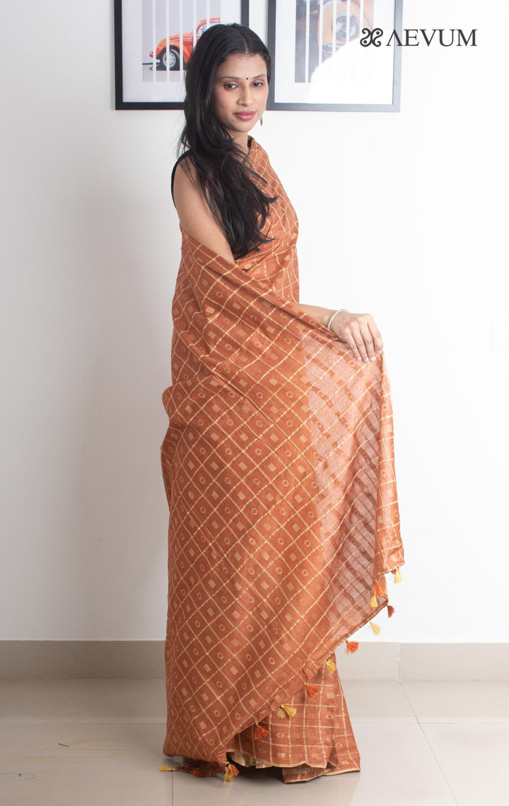 Katan Silk Saree with Checks - 2329 - AEVUM