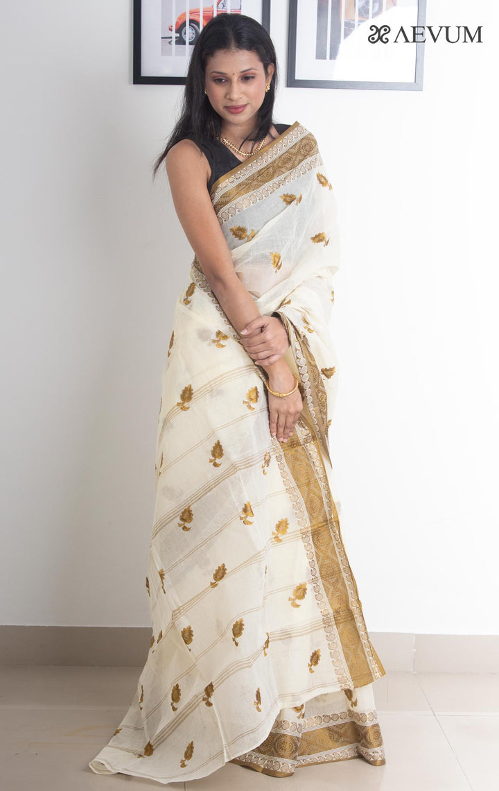 Bengal cotton Tant Saree with Embroidery - 2224 - AEVUM