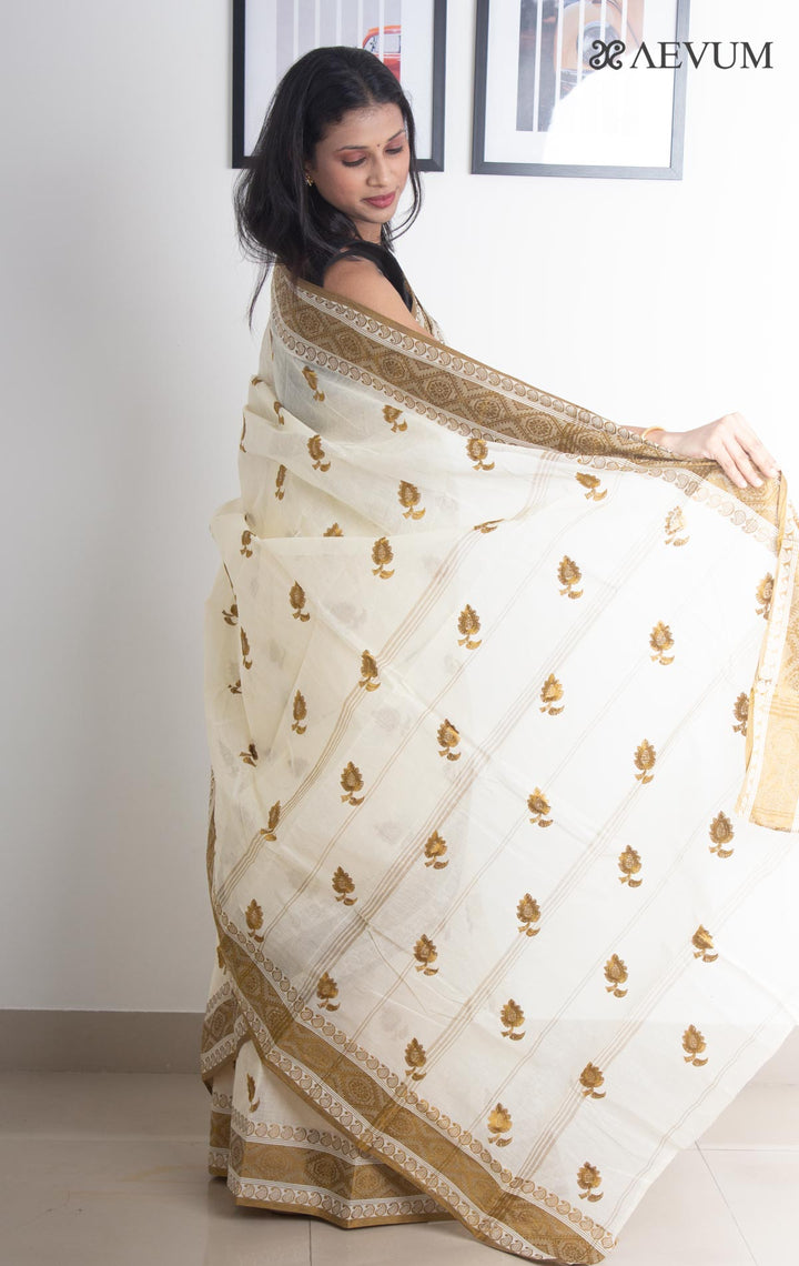 Bengal cotton Tant Saree with Embroidery - 2224 - AEVUM