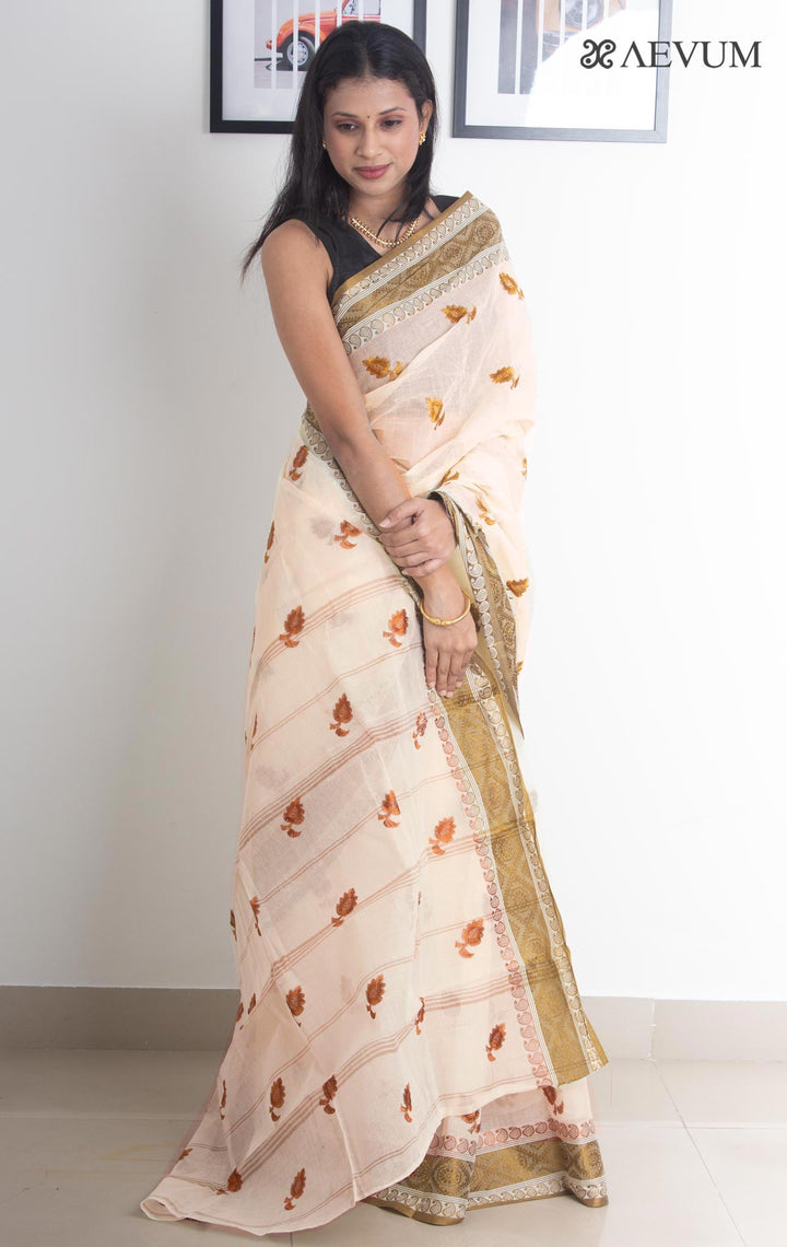 Bengal cotton Tant Saree with Embroidery - 2224 - AEVUM