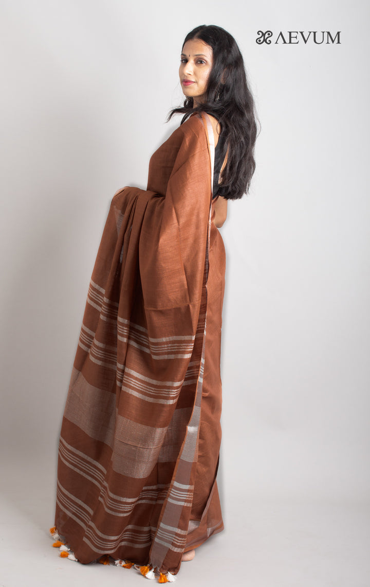 Semi Linen Saree With Blouse Piece - 0409 Saree AEVUM