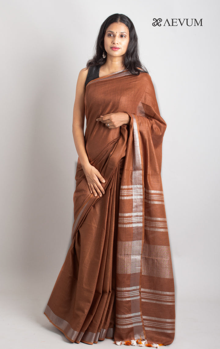 Semi Linen Saree With Blouse Piece - 0409 Saree Tausif   