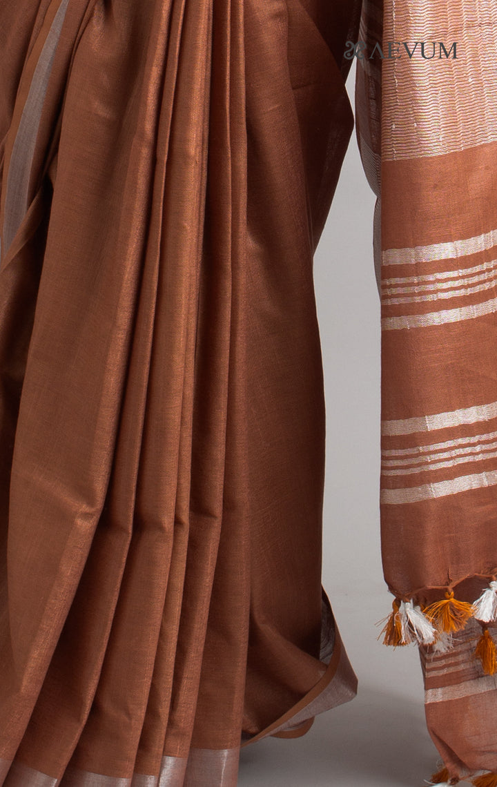 Semi Linen Saree With Blouse Piece - 0409 Saree AEVUM