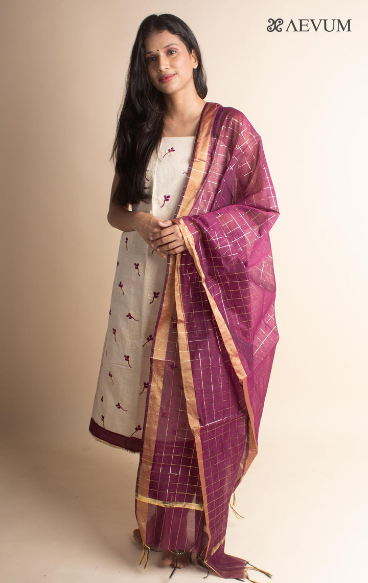 Unstitched Cotton Dress Material with Chiffon Dupatta - 3002 Dress Material Nivera Fashion   
