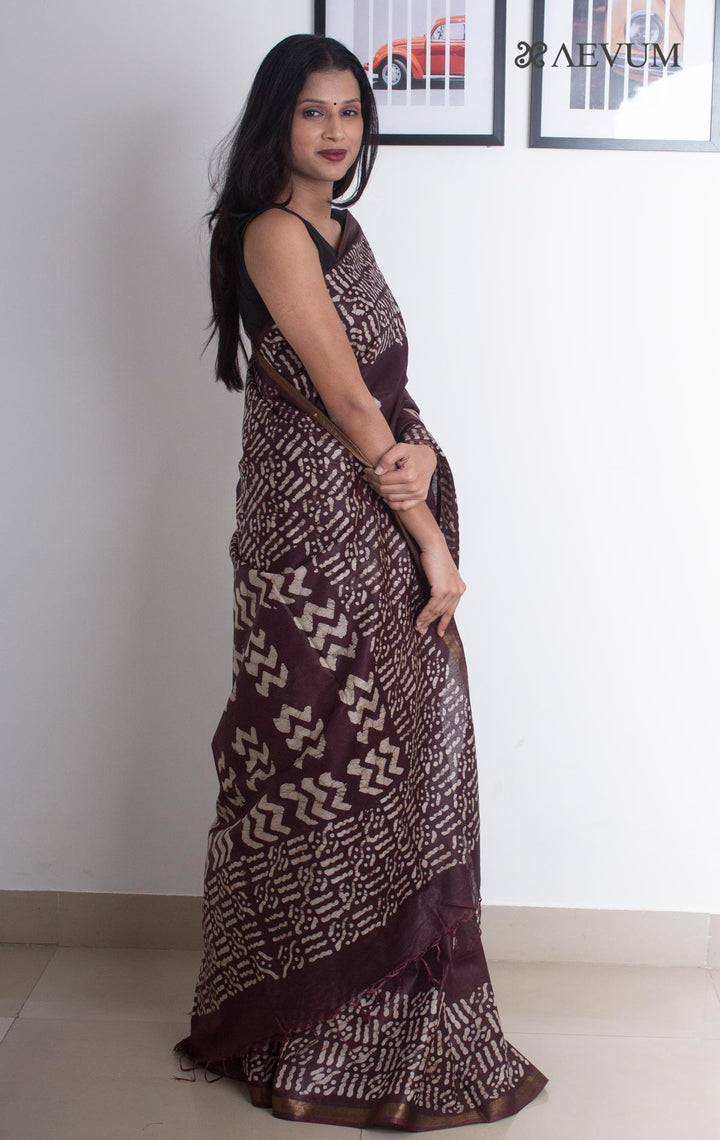 Katan Silk Saree with Batik Print - 2682 Saree Tausif   