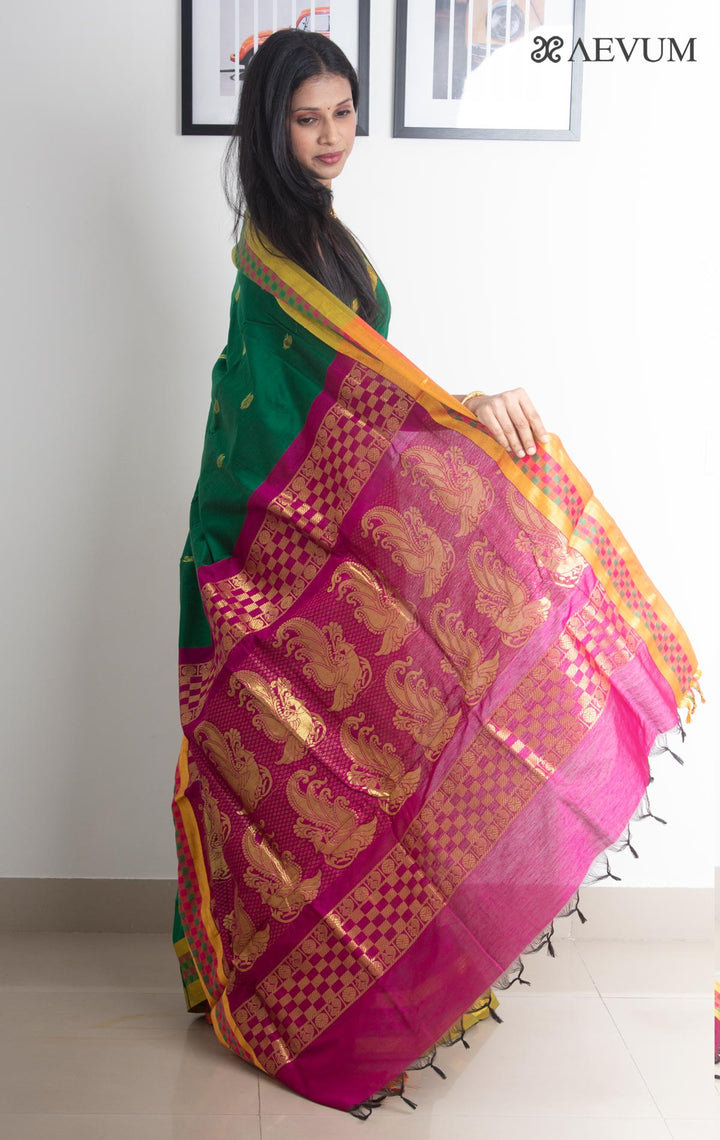 Kalyani South Cotton Silk Handloom Saree with Blouse Piece - 2211 - AEVUM