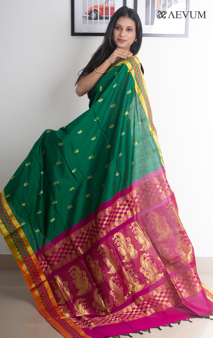 Kalyani South Cotton Silk Handloom Saree with Blouse Piece - 2211 - AEVUM