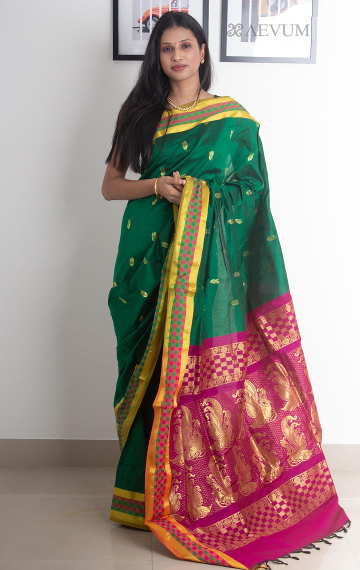 Kalyani South Cotton Silk Handloom Saree with Blouse Piece - 2211 - AEVUM