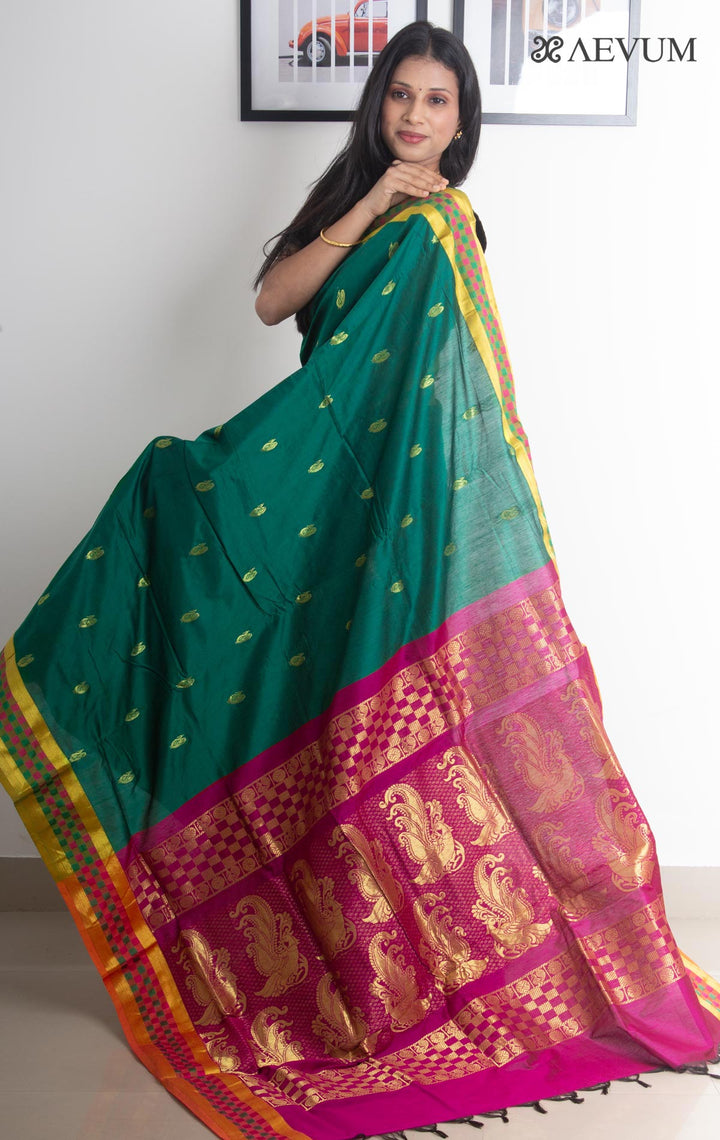Kalyani South Cotton Silk Handloom Saree with Blouse Piece - 2215 - AEVUM