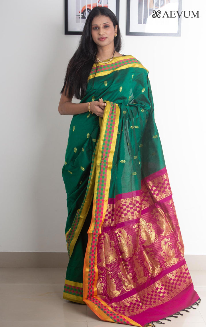 Kalyani South Cotton Silk Handloom Saree with Blouse Piece - 2215 - AEVUM