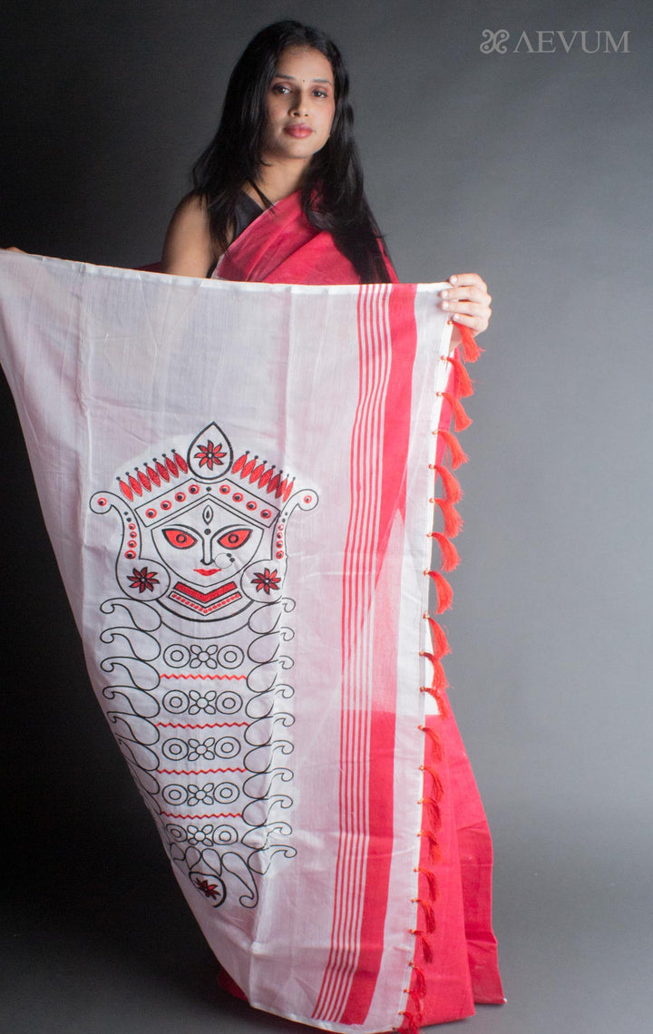 Durga Bengal Cotton Saree with Blouse Piece-7772 - AEVUM