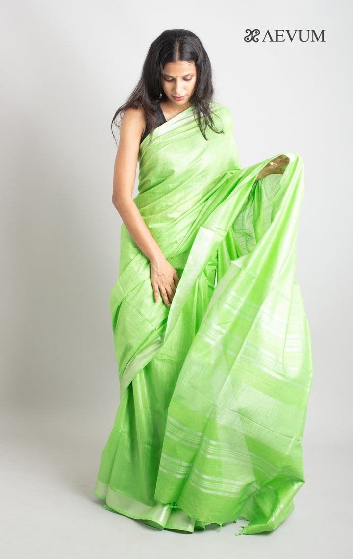 Semi Linen Saree With Blouse Piece - 0415 Saree Adworthy   