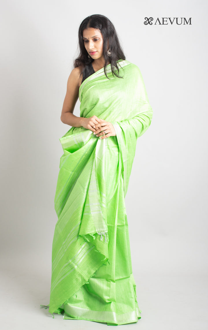 Semi Linen Saree With Blouse Piece - 0415 Saree Adworthy   