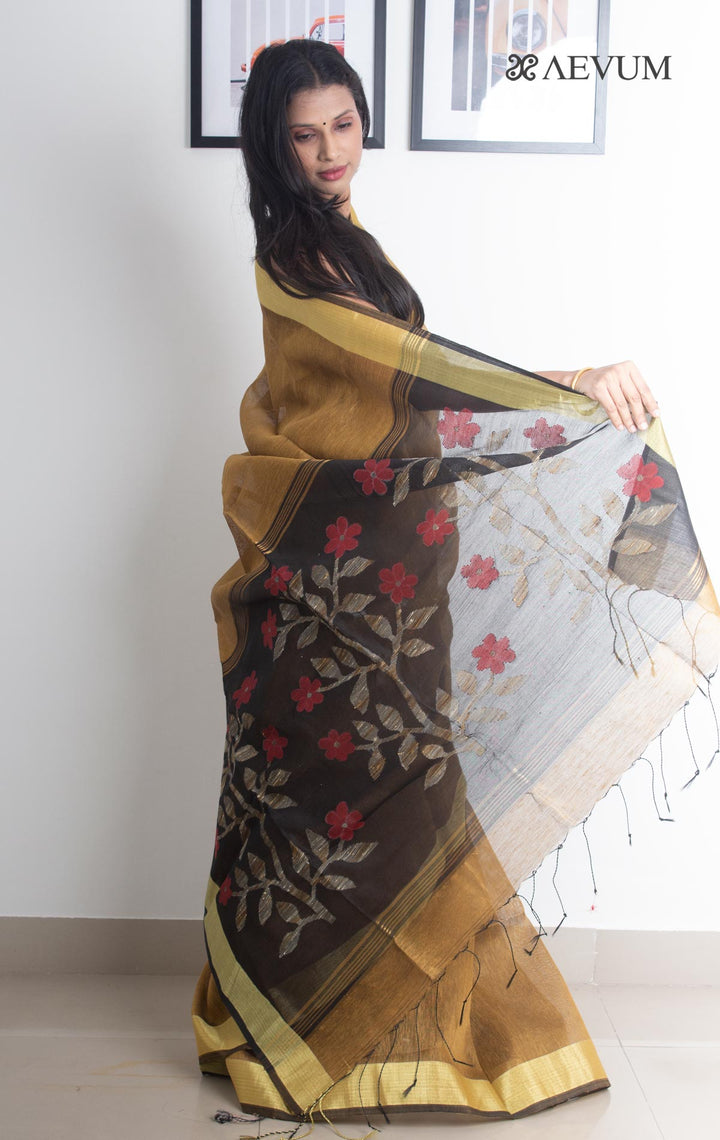 Silk Linen Saree with Blouse Piece - 2151 Saree Priyanka   