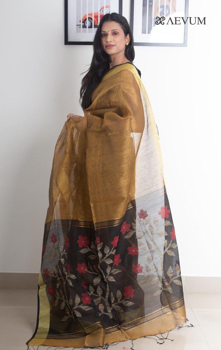Silk Linen Saree with Blouse Piece - 2151 Saree Priyanka   