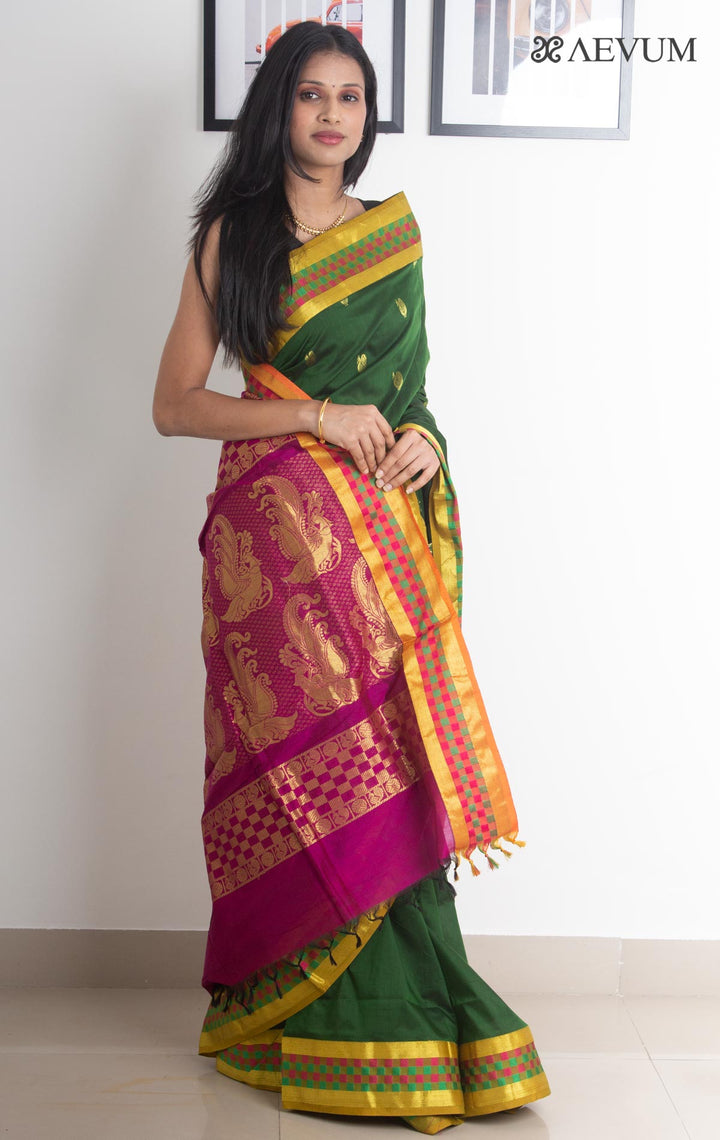 Kalyani South Cotton Silk Handloom Saree with Blouse Piece - 2207 - AEVUM