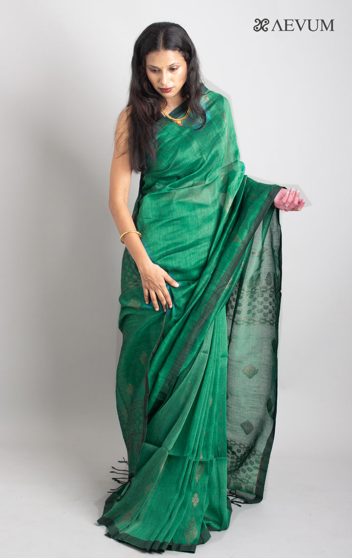 Organic Linen handloom Saree with blouse - 0426 - AEVUM