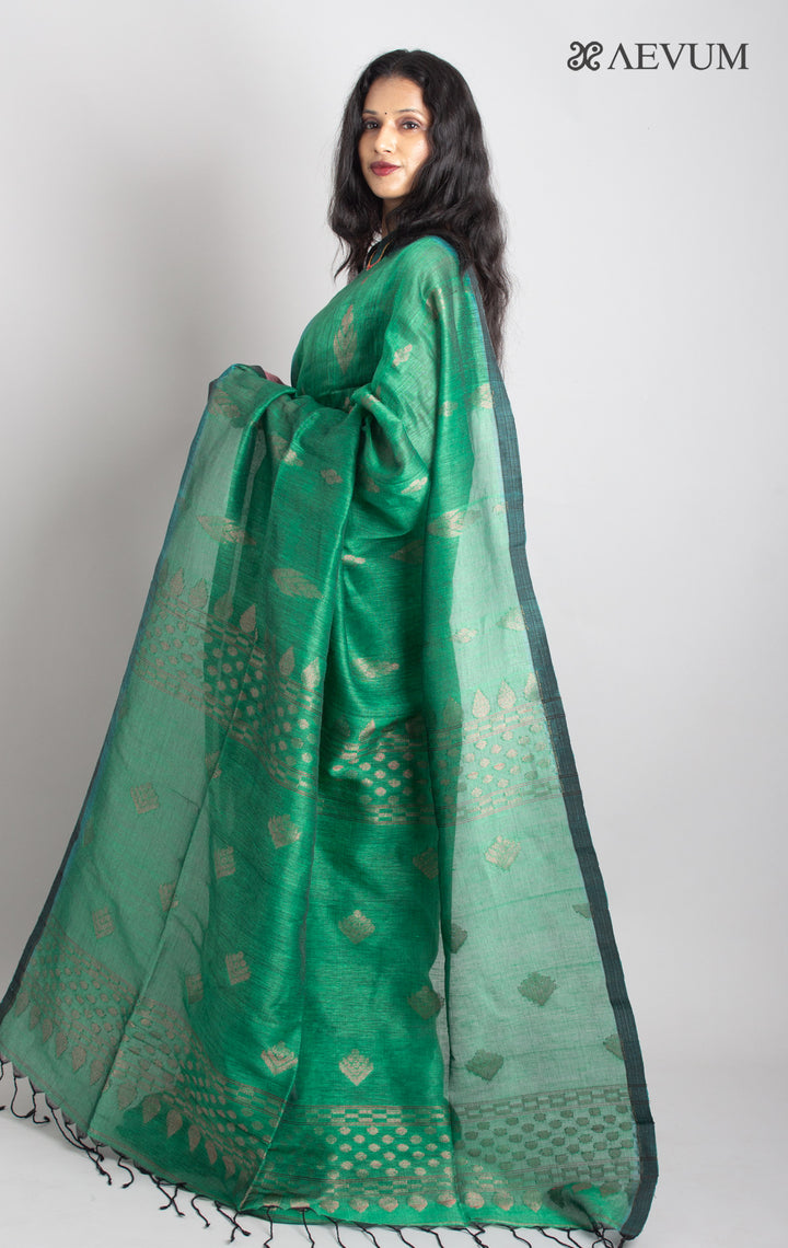 Organic Linen handloom Saree with blouse - 0426 - AEVUM